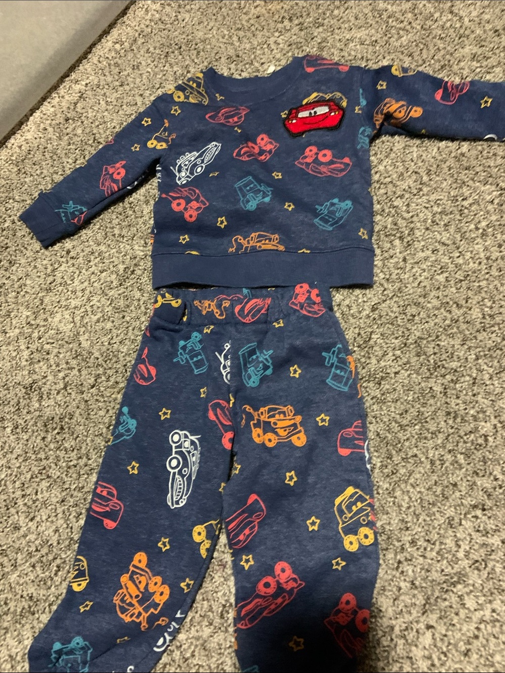 Disney Navy Blue Cars Print Matching Set